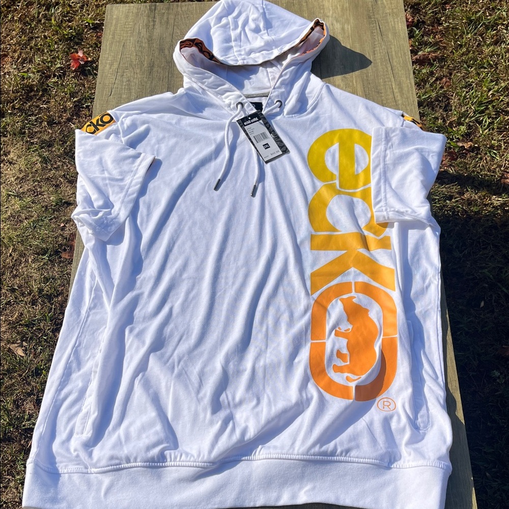 Ecko White and Orange Short Sleeve Hoodie